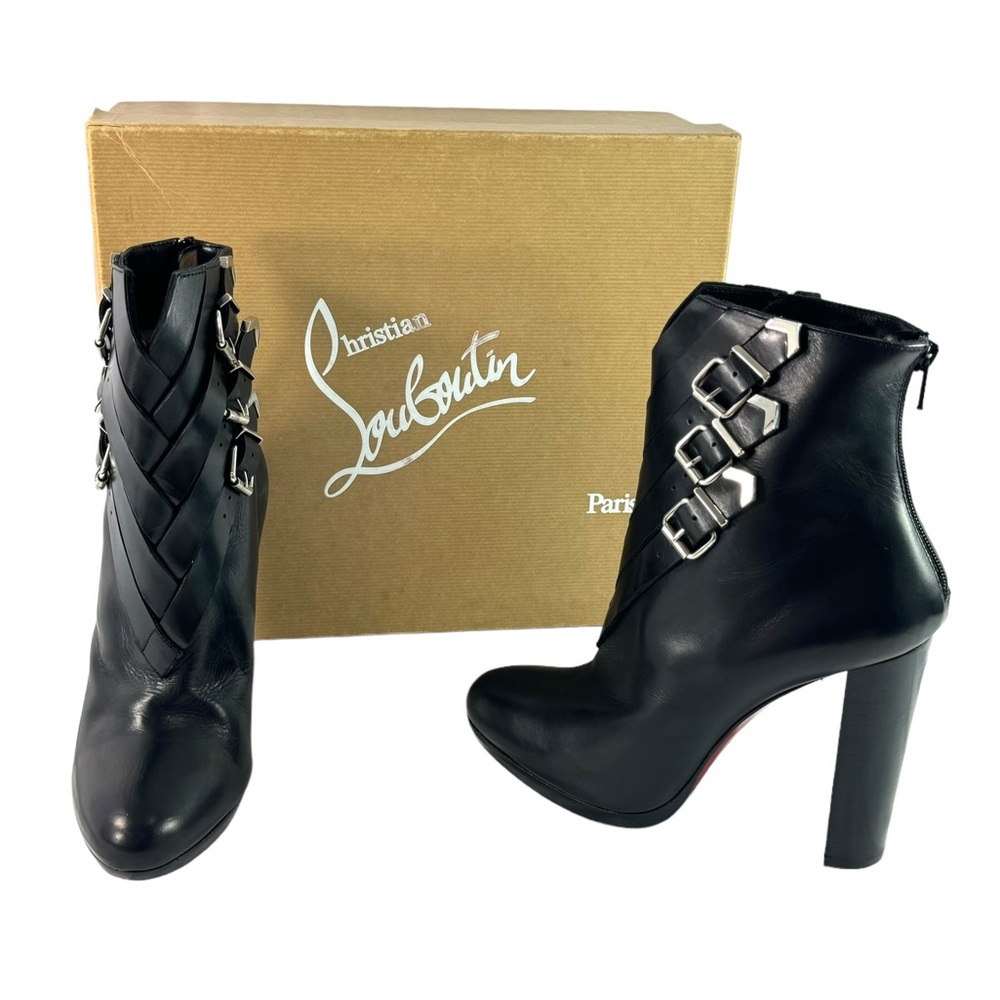 CHRISTIAN LOUBOUTIN Black Leather Troop Ankle Boots Made in Italy 39 - 9 US